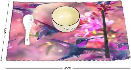 Miniatura 2 de Hummingbird Placemats Set of 6 Resistant Table Mats Washable Place Mats for Dinner Party Table Decoration