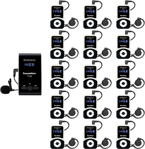 Miniatura 11 de Sistema de audio inalámbrico de guía turística Retekess T130, equipo de traducción para iglesia, calidad de sonido clara, auriculares de guía