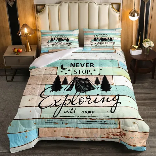 Miniatura 31 de Juego de edredón de camper tamaño matrimonial, edredón acolchado para adolescentes y niños, juego de ropa de cama rústica de granja para niños