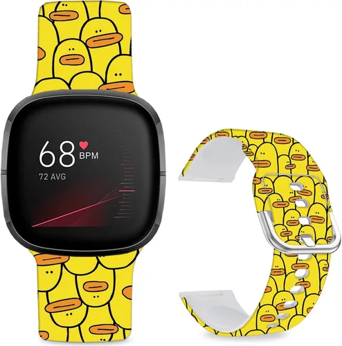 Miniatura 18 de Correas de reloj de dibujos animados con estampado floral compatibles con Fitbit Versa 4/Versa 3/Fitbit Sense 2/Sense Band de silicona suave