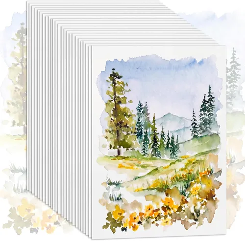 TaoBary 300 hojas de papel de acuarela a granel de 8 x 12 pulgadas, paquete de papel blanco de prensa en frío, 110 libras, 230 GSM, para 8.11 oz/m²