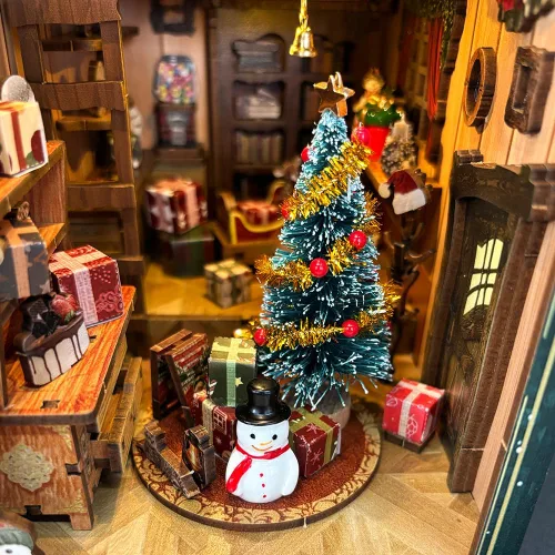Miniatura 7 de Kit de rincón de libros de bricolaje, decoración de estantería de librería, rompecabezas de madera 3D con LED, regalo de Halloween, Navidad
