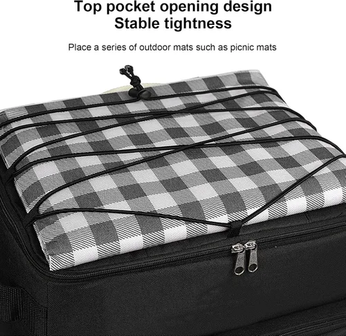 Miniatura 5 de Bolsa enfriadora con ruedas de 43L, caja de refrigeración portátil con ruedas con diseño de doble apertura, tela Oxford, forro de papel de aluminio