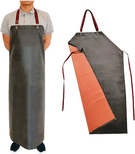 Miniatura 2 de TonLing Delantal de goma grueso, 47.2 x 33.5 pulgadas, impermeable, largo resistente a los químicos, ajustable para lavavajillas, limpieza de peces