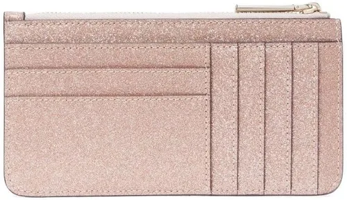 Miniatura 4 de Kate Spade - Cartera para mujer, diseño de oropel en caja, con purpurina, Oro Rosa, Tarjetero grande