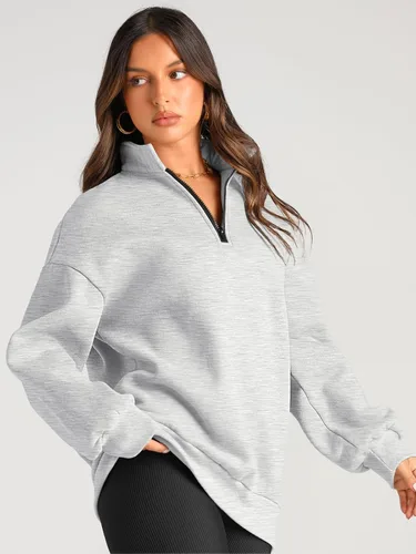 Miniatura 3 de Trendy Queen Womens Oversized Sweatshirts Hoodies Half Zip Pullover Fall Fashion Outfits 2024 Y2k Clothes