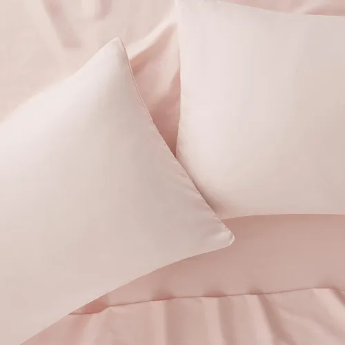 Juego de sábanas de 800 hilos, 4 piezas, color rosa, 100% algodón, para cama tamaño matrimonial, de una sola capa, hilos de algodón de fibra larga,