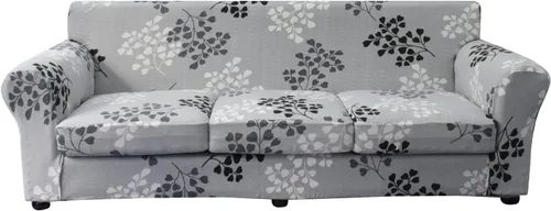 Miniatura 13 de KRFOONN - Fundas elásticas de 4 piezas para sillón y sofá, funda con estampado y 3 fundas independientes para cojines de asiento, lavables, Color01