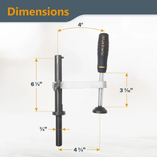 Miniatura 3 de POWERTEC 71530 Abrazadera de sujeción para banco de trabajo para carpintería, sujeción ajustable, abrazadera de banco para perro de 3/4 pulgadas