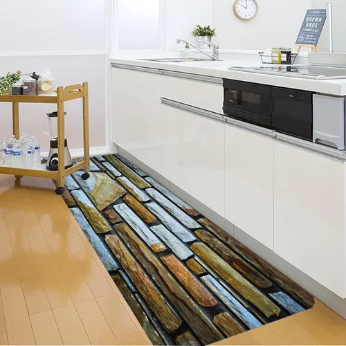 Miniatura 8 de Alfombra antideslizante de espuma de esponja de pelo bajo para puerta de baño, alfombras separadas a prueba de deslizamiento, alfombra de ilusión