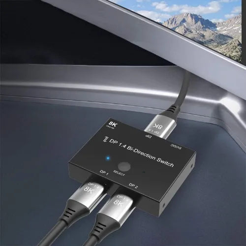 Miniatura 6 de Caja de conmutadores DisplayPort 2 en 1 salida 8K @30Hz 4K a 120Hz DisplayPort 1.4 Switcher compatible con PC, laptop, monitor, juegos, TV