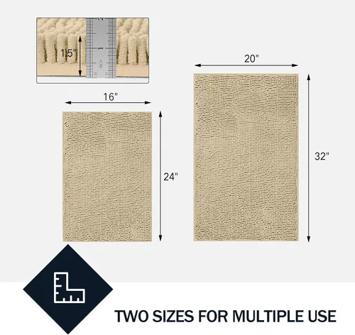 Miniatura 3 de LINLA Juego de 2 alfombras de baño de felpilla suave y absorbente, antideslizante, de secado rápido, lavables, alfombras para el suelo, bañera