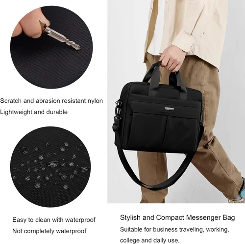 Miniatura 6 de natyrlpog Bolsa para laptop de 14 pulgadas para hombres y mujeres, impermeable, de nailon, ligera, compacta, bolso de mensajero para negocios
