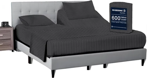 Miniatura 33 de SGI bedding Juego de sábanas King de 36 pulgadas, 100 % algodón egipcio, sábanas ajustables de 600 hilos, juego de sábanas ajustables de 4 piezas