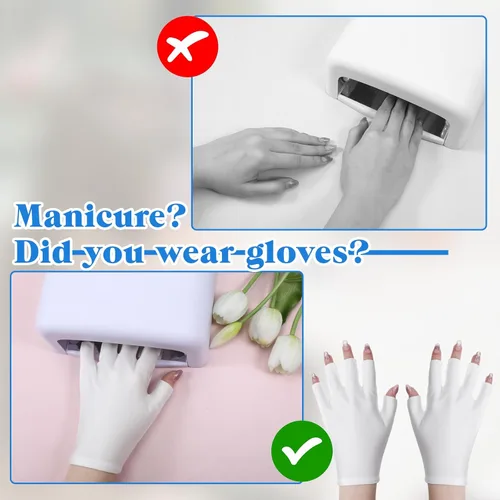 Miniatura 3 de 2 pares de guantes UV para lámpara de uñas de gel, guantes de protección UV para mujeres, guantes profesionales de protección UV sin dedos, guantes