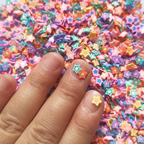 Miniatura 4 de 1.41 oz Mini Fimo Polímero Estrellas Rebanadas Adultos Uñas Rebanadas Rebanadas Arte Diseño Suministros DIY Artesanía (Estrellas)