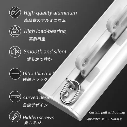 Miniatura 3 de Heavy Duty Aluminum Curtain Track for Ceiling, Smooth Sliding Rail, Easy Install, Adjustable 3.2ft to 19.7ft, White, 4.3FT (130CM) - Perfect for