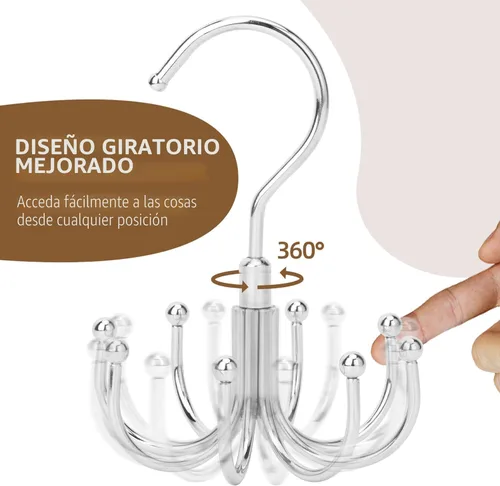 Miniatura 5 de ZEDODIER - Gancho para camisetas sin mangas, organizador giratorio para brasieres para armario, con capacidad máxima de almacenamiento de 24 Plata