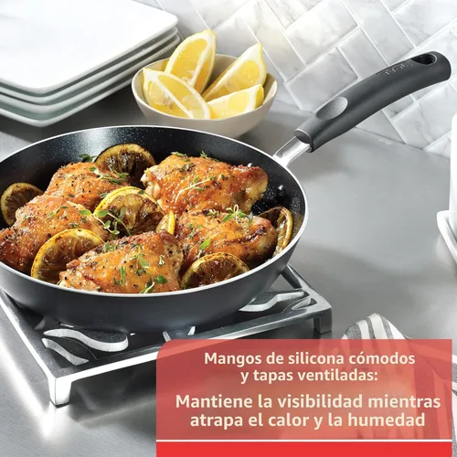 Miniatura 5 de T-fal Signature - Juego de utensilios de cocina antiadherentes de 12 piezas, apto para horno y parrilla hasta 350°F, ollas y sartenes, juego de Ónice