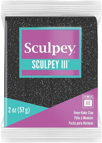 Sculpey III arcilla polimérica para horno, purpurina negra, no tóxica, barra de 2 onzas, ideal para modelar, esculpir, vacaciones, bricolaje, medios
