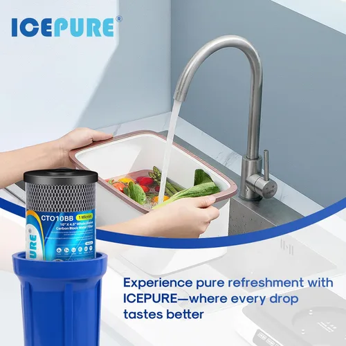 Miniatura 7 de ICEPURE Filtro de agua de carbón activado por sedimentos para toda la casa de 10 x 4.5 pulgadas, compatible con Dupont WFHDC8001, EP Series, EPM