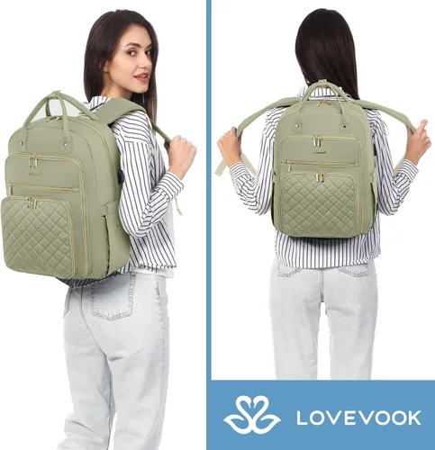 Miniatura 6 de LOVEVOOK Mochila para computadora portátil para mujer, resistente al agua, mochila de trabajo de viaje, bolsa de trabajo para profesores