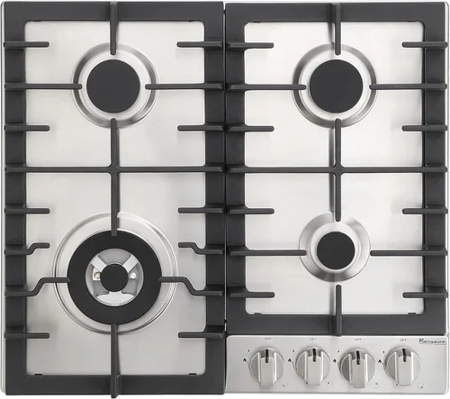 Rangaire RCG241S - Placa de cocina de gas de 24 pulgadas, acero inoxidable, quemadores sellados, rejillas de hierro fundido, controles de quemador
