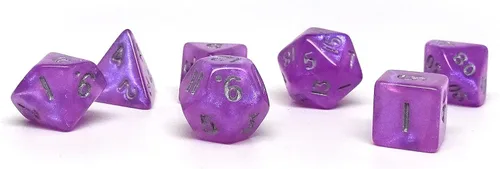 Miniatura 21 de Mini colección de dados poliédricos de 0.394 pulgadas - Incluye un D20, D12, D10, D8, D6, D4 y D00 (Aqua Shine)