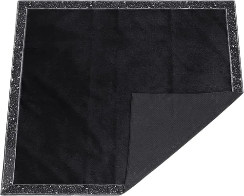 Miniatura 5 de Bolsa de cartas de tarot, mantel de adivinación, encaje de río estrella, parte inferior de partículas de terciopelo grueso con bolsa de tarot (negro)
