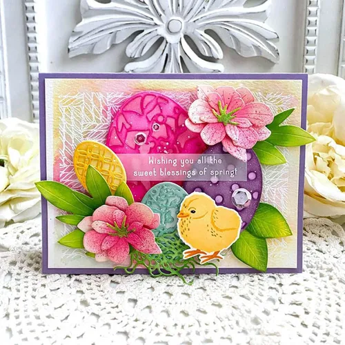 Miniatura 3 de Juego de 7 piezas de huevos de Pascua troquelados de metal, diseño de flores, mariposas, huevos, marco, plantillas de troqueles de corte