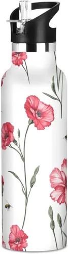 Miniatura 22 de Retro Dahlia Pink BPA-Free Leak Proof Sports Insulated Water Bottle with Leak Proof Spout Lid Double Wall Vacuum Bike Running Sports Travel Gym