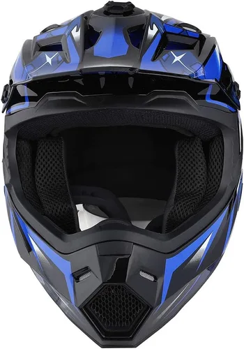 Miniatura 4 de 1Storm - Casco de motocross para adultos, BMX, MX, ATV, Dirt Bike, motocicleta cuádruple de cuatro ruedas, estilo de carreras, HF801 Sonic Blue
