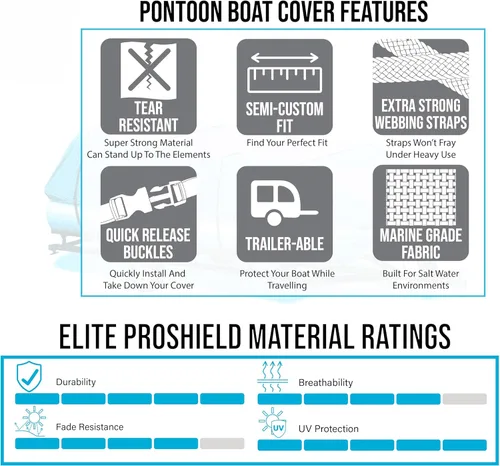Miniatura 8 de EliteShield Cubierta Impermeable para Pontón, Poliéster 600D de Servicio Pesado Grado Marino Cubierta de Pontón Remolcable Cubierta de Embarcación