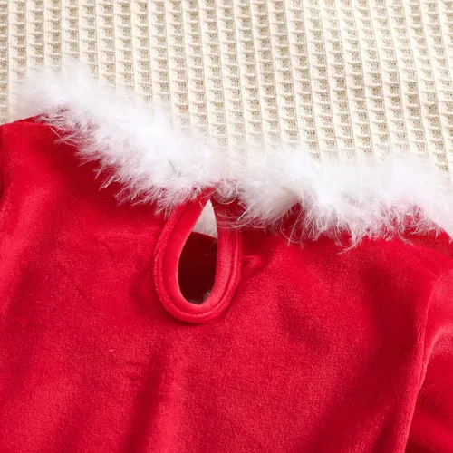 Miniatura 4 de Trajes de Navidad para niñas pequeñas vestidos de Papá Noel manga larga cómodo vestido rojo de princesa