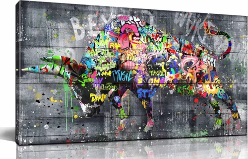 Miniatura 18 de SIXTTART Banksy - Lienzo de pared para dormitorio, arte de pared con graffiti callejero, pintura abstracta, arte pop, decoración moderna de pared