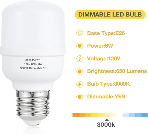 Miniatura 3 de aooshine Q50 Bombilla LED regulable – Bombilla LED blanca cálida de 3000 K, base E26 estándar, 1 paquete, 650 lúmenes, bombillas de iluminación