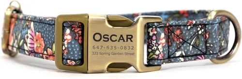 Miniatura 31 de Collar de perro personalizado con nombre y número de teléfono grabado, collar ajustable personalizado para cachorros, collar de algodón orgánico