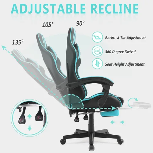 Miniatura 6 de Ferghana - Silla ergonómica de juego Miami Blue para adultos y adolescentes