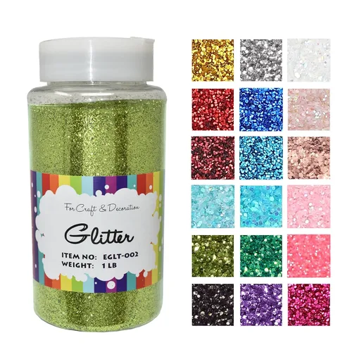 Miniatura 15 de Brillantina gruesa, 18 frascos de colores surtidos para manualidades, cuerpo, maquillaje y purpurina para uñas.
