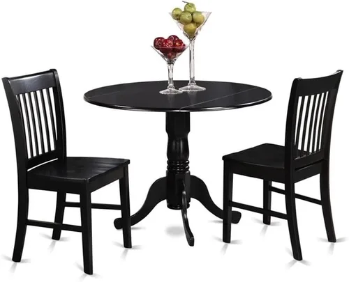 Miniatura 10 de East West Furniture DLNO3-BCH-W Juego de mesa de comedor de 3 piezas contiene una mesa de comedor redonda con gotas y 2 sillas de asiento de madera