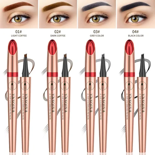 Miniatura 7 de Lápiz de cejas negro Liquid Microblading. Resistente al agua, de larga duración, natural, pluma de cejas con punta de horquilla de 4 puntos