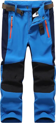 Lelaki Pantalones de esquí de nieve impermeables para niños, pantalones de senderismo para exteriores, pantalones cálidos con forro polar
