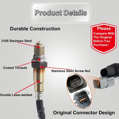 Miniatura 4 de Sensor de Oxígeno Upstream & Downstream O2 Sensor 234-5055, 234-4568 Compatible con Hyundai Accent 2012-2014, para Hyundai Veloster 2012-2014