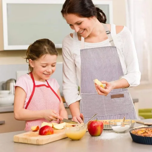 Miniatura 8 de RUIBOLU Delantal ajustable con 2 bolsillos, delantales de algodón para cocinar, para mujeres, hombres, chef restaurante, barbacoa, pintura Caqui