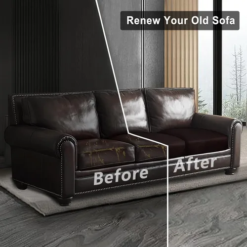 Miniatura 7 de ANARACHON Fundas de cojín de sofá con aspecto de cuero, juego de fundas de asiento de sofá, protector de muebles para sillón seccional, sofá biplaza