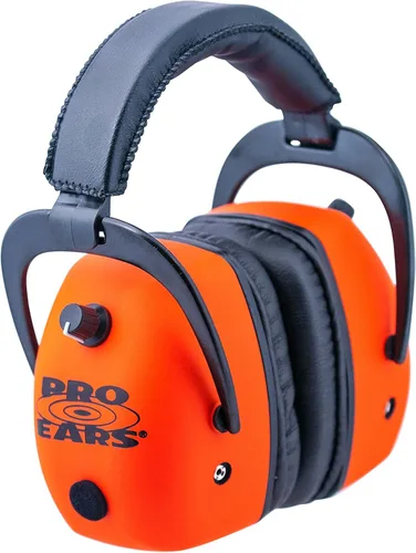 Pro Ears – Pro Mag Gold – Protección y amplificación auditiva electrónica – NRR 30 – Cascos para campo de tiro. Naranja
