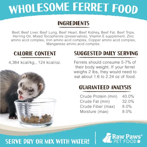 Miniatura 4 de Raw Paws Alimento liofilizado para hurones – Receta de carne de res, 16 onzas – Hecho en Estados Unidos – Dieta de hurones sin granos para hurones