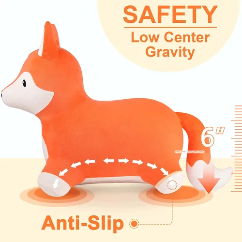 Miniatura 4 de iPlay, iLearn Bouncy Pals Zorro Saltarín, Animal Saltarín Inflable de Peluche, Juguetes de Salto y Rebote para Interiores y Exteriores, Regalo