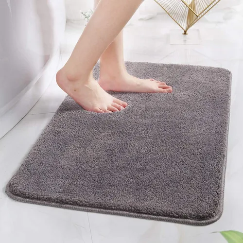 Miniatura 10 de Alfombra de baño de 16 x 24 pulgadas, microfibra de felpa lanuda absorbente de agua, lavable a máquina, antideslizante y suave, color azul oscuro