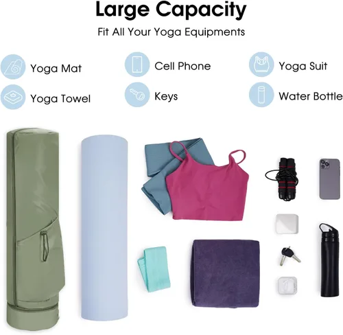 Miniatura 7 de sportsnew Bolsa para esterilla de yoga, bolsa de transporte para esterilla de yoga con cremallera completa con bolsillo para botella de agua